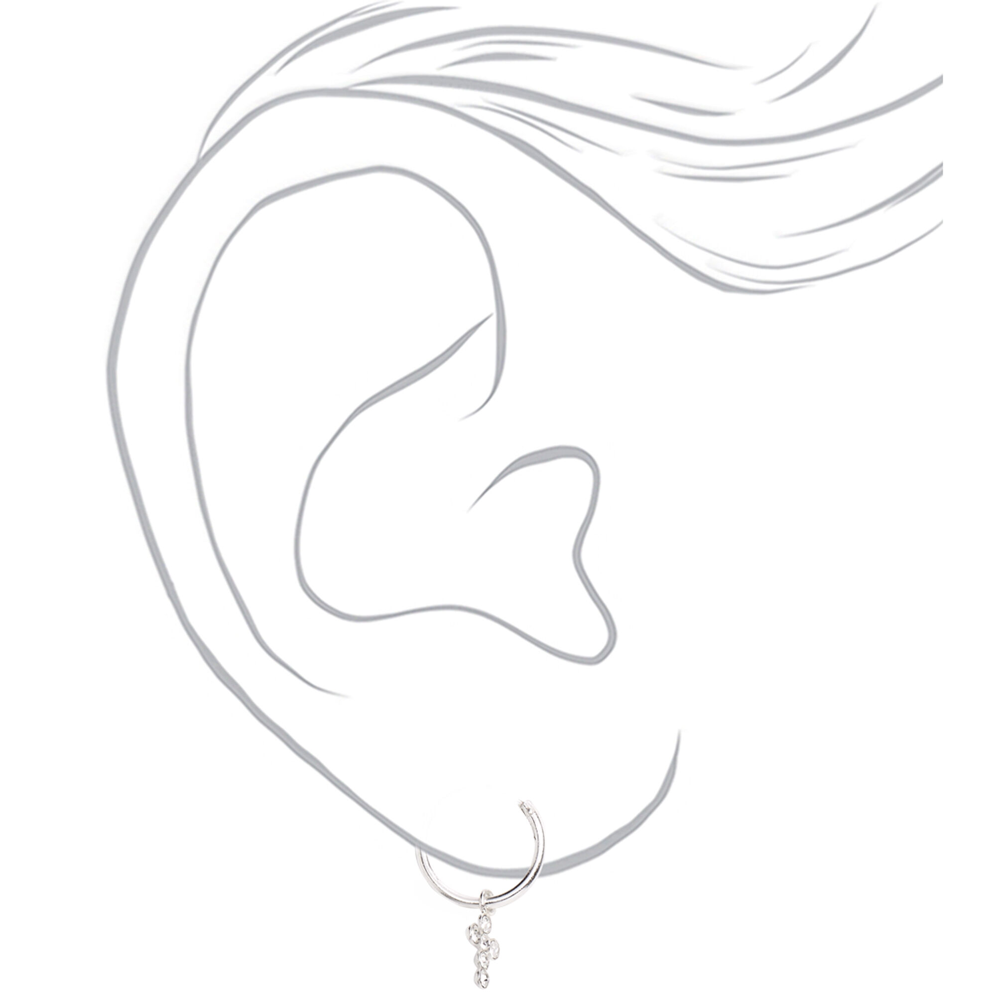 Sterling Silver 10MM Cross Charm Huggie Hoop Earrings,