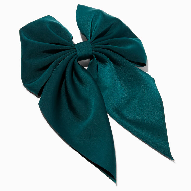 Emerald Green Satin Bow Barrette Hair Clip,