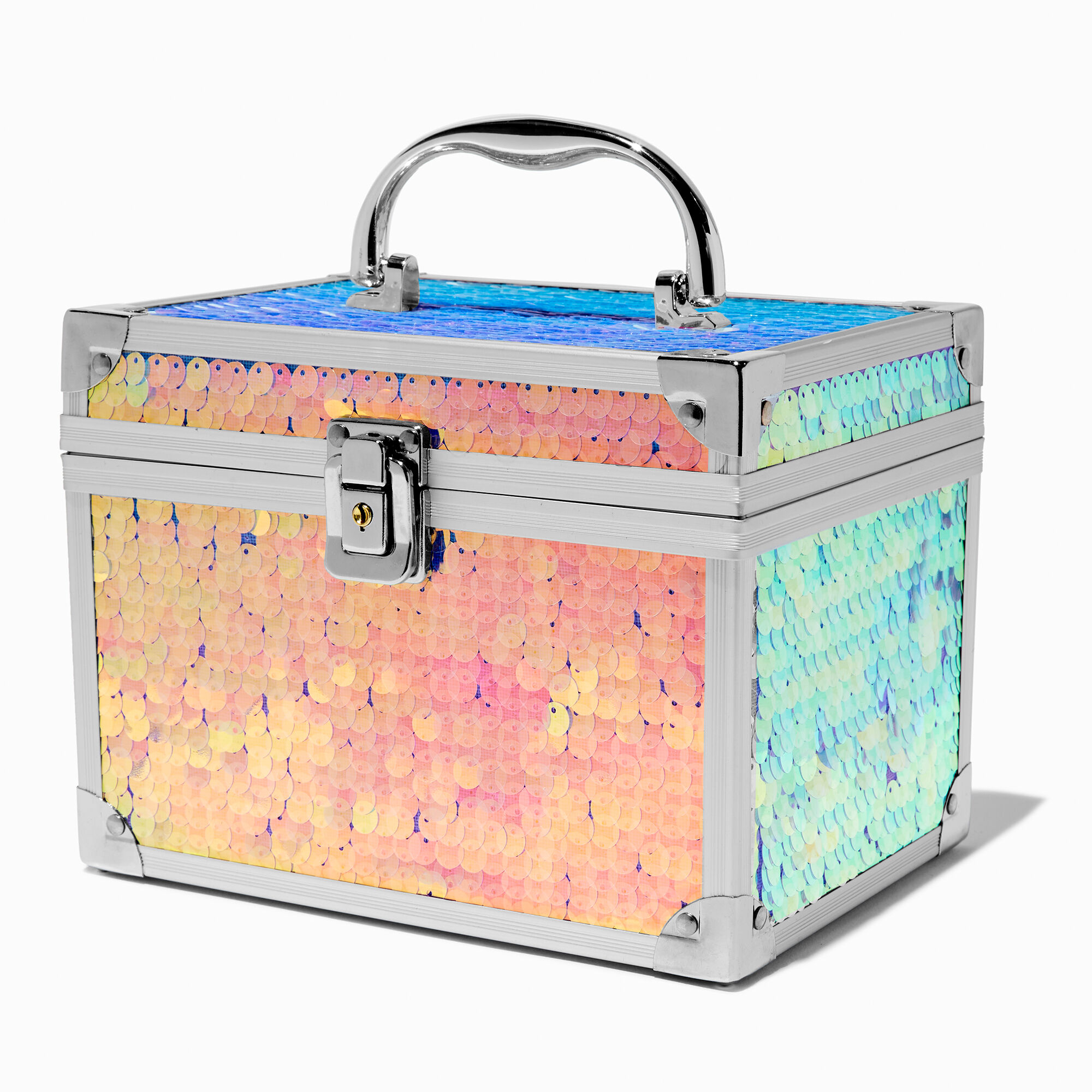 View Claires Rainbow Sequin Lock Box Silver information