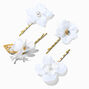 Embellished White Flower Hair Pins - 4 Pack,