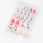 Pastel Hearts Almond Press On Faux Nail Set - 24 Pack,