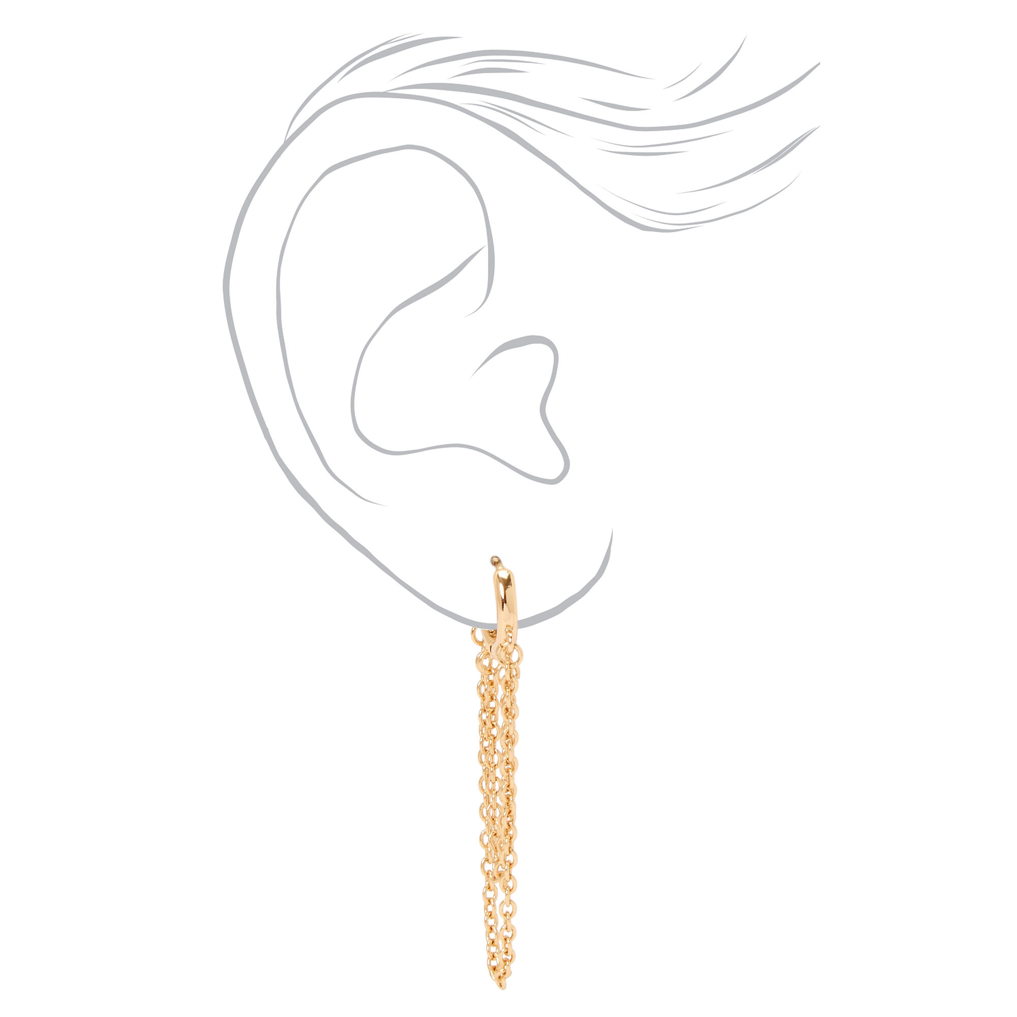 Gold 10MM Double Chain Huggie Hoop Earrings,