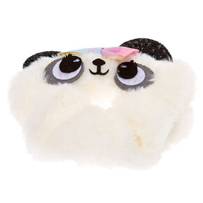 Chouchou panda en fausse fourrure de taille moyenne - Blanc,