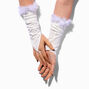 Fluffy Marabou Trim White Arm Warmers,