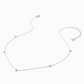 C LUXE by Claire&#39;s Sterling Silver Plated Cubic Zirconia Marquise Station Necklace,