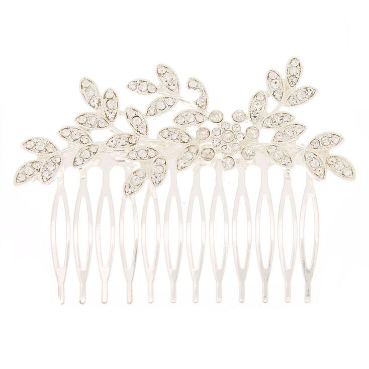 Silver-tone Rhinestone Leaf Hair,