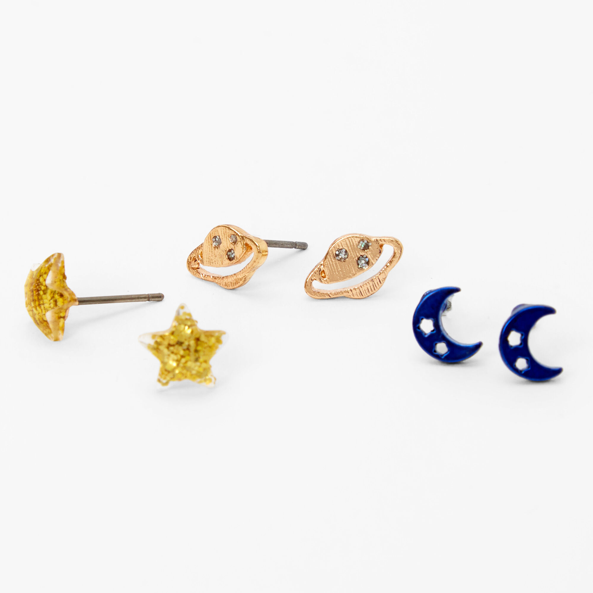 Silver Outer Space Stud Earrings 3 Pack Claire S Us