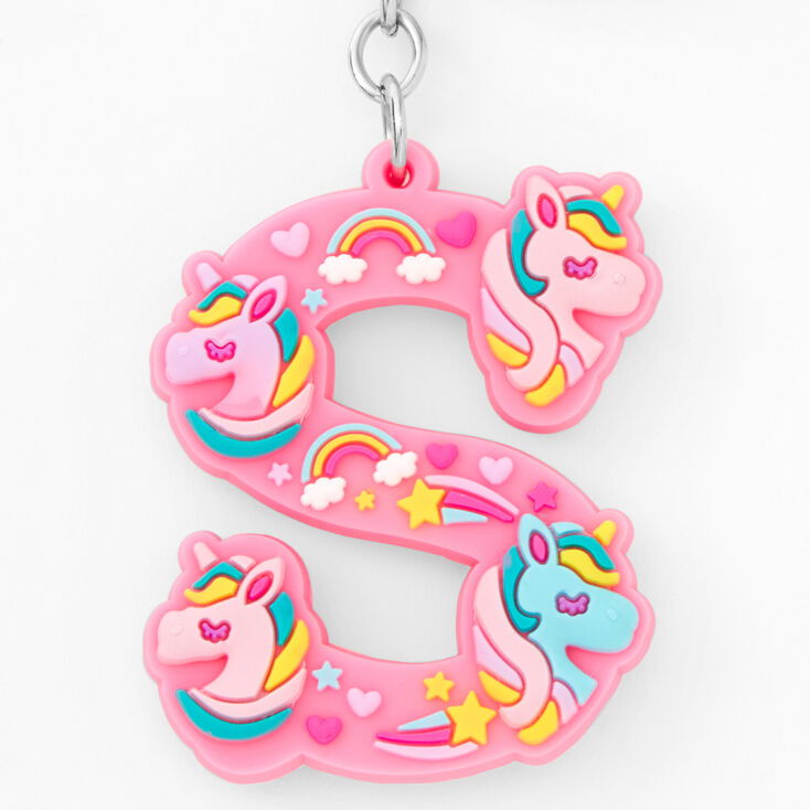 Initial Unicorn Keychain - Pink, S,
