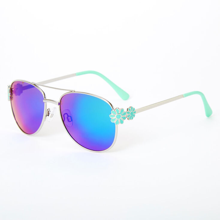 Claire&#39;s Club Floral Aviator Sunglasses - Mint,