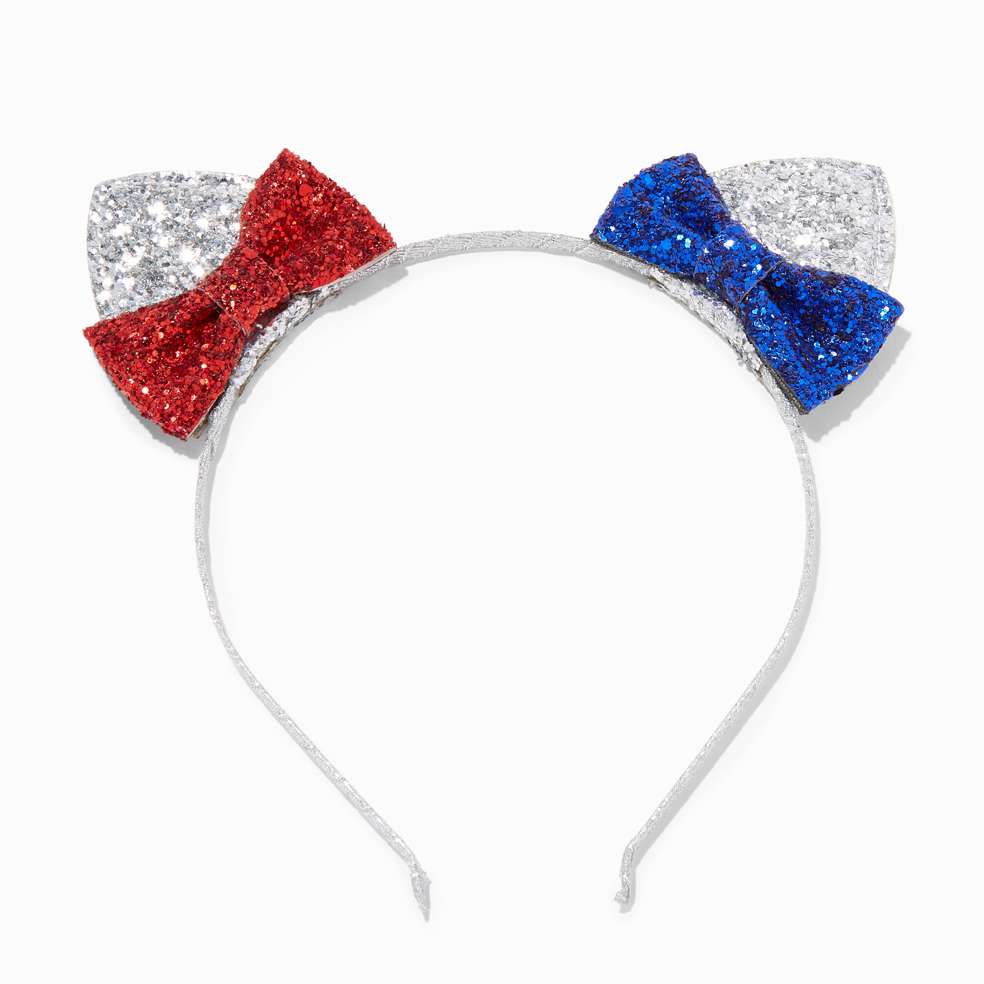 View Claires Blue Glitter Bows Cat Ears Headband Red information