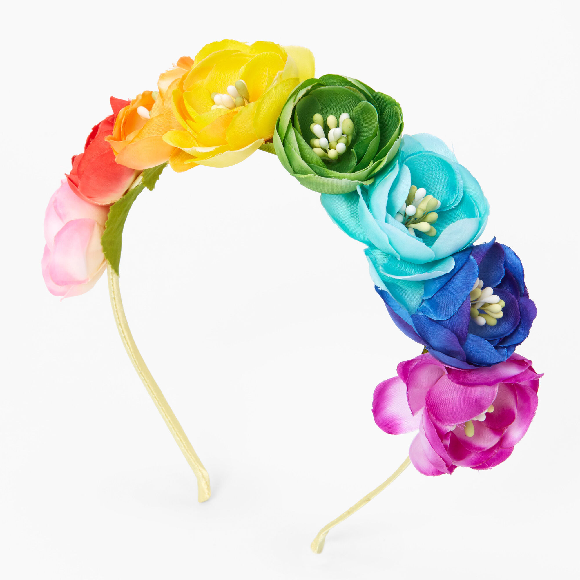 View Claires Brights Flower Headband Rainbow information