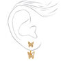 Clous d&rsquo;oreilles style bijoux ornement&eacute;s papillon couleur dor&eacute;e,