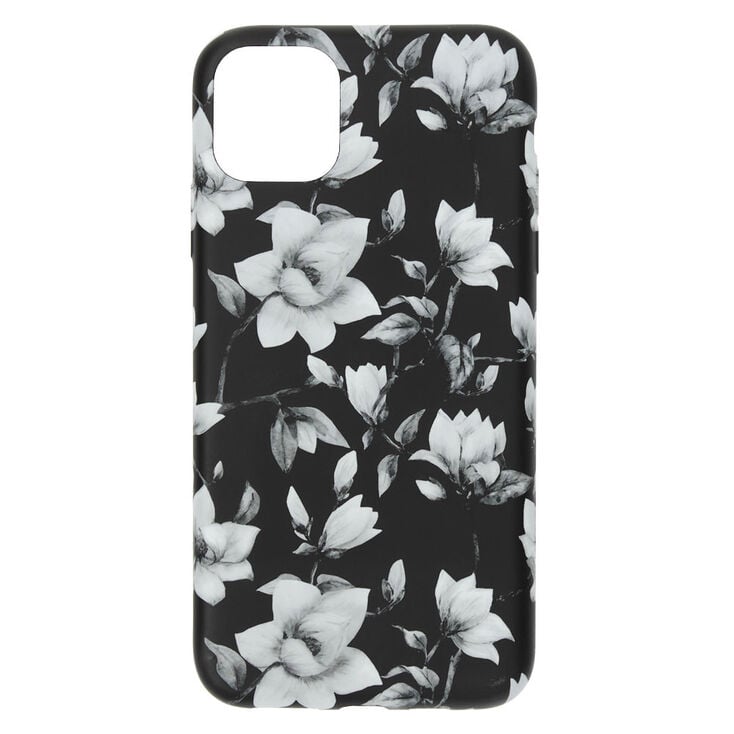 Black &amp; White Floral Phone Case - Fits iPhone 11,