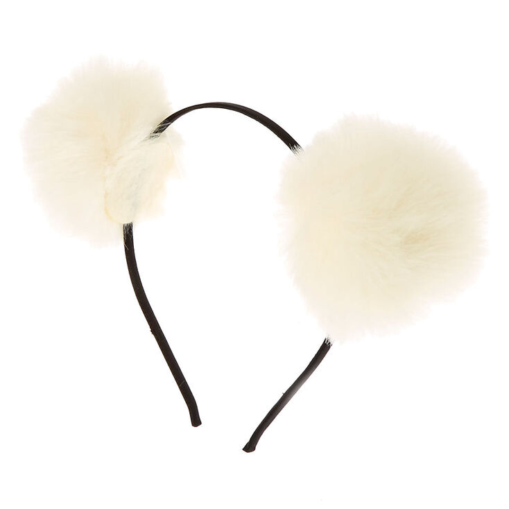 Claire's Serre-tête oreilles à pompons couleur ivoire