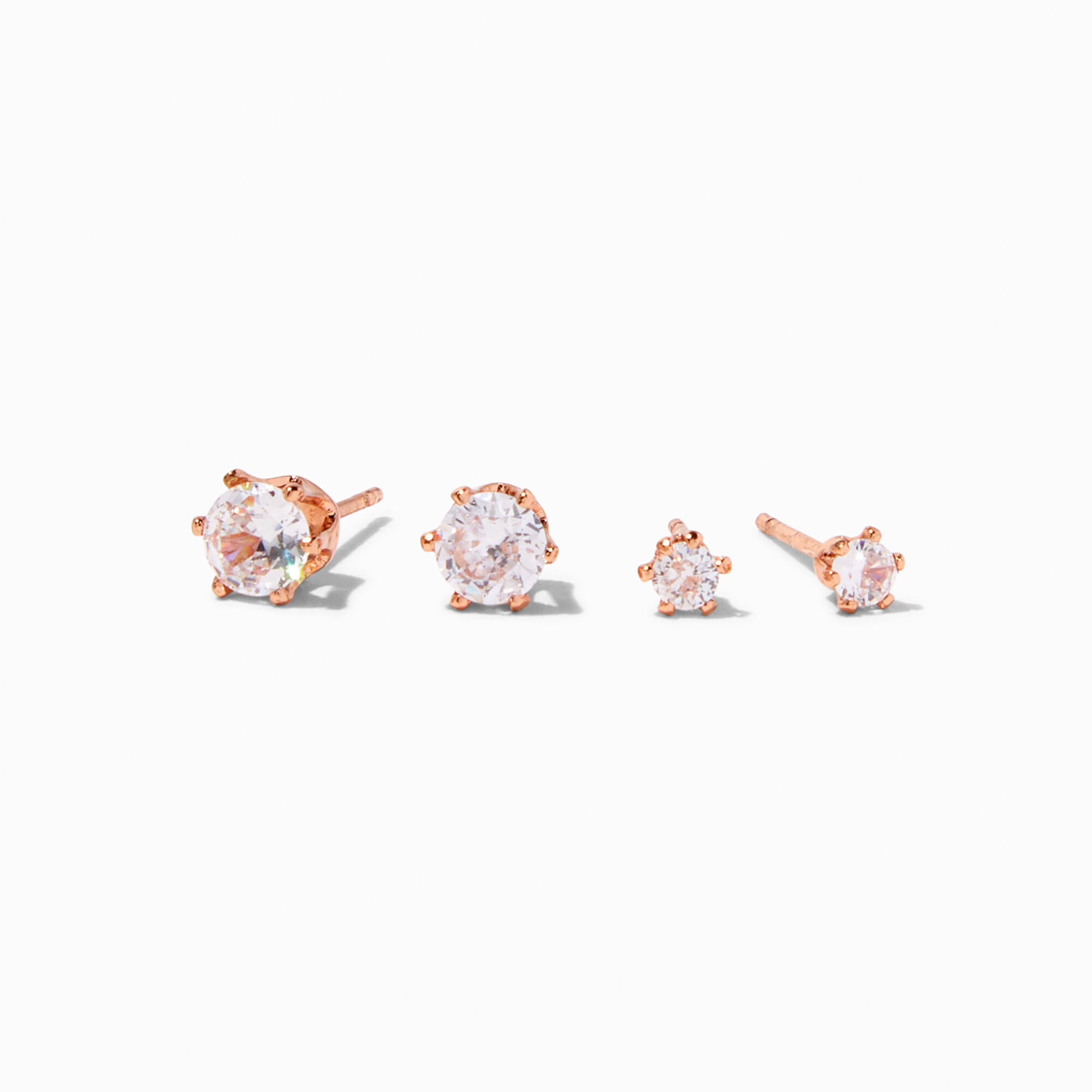 View Claires 18K Plated Rose Cubic Zirconia 3MM 5MM Stud Earrings 2 Pack Gold information