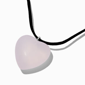 Pink Puffy Heart Pendant Necklace,
