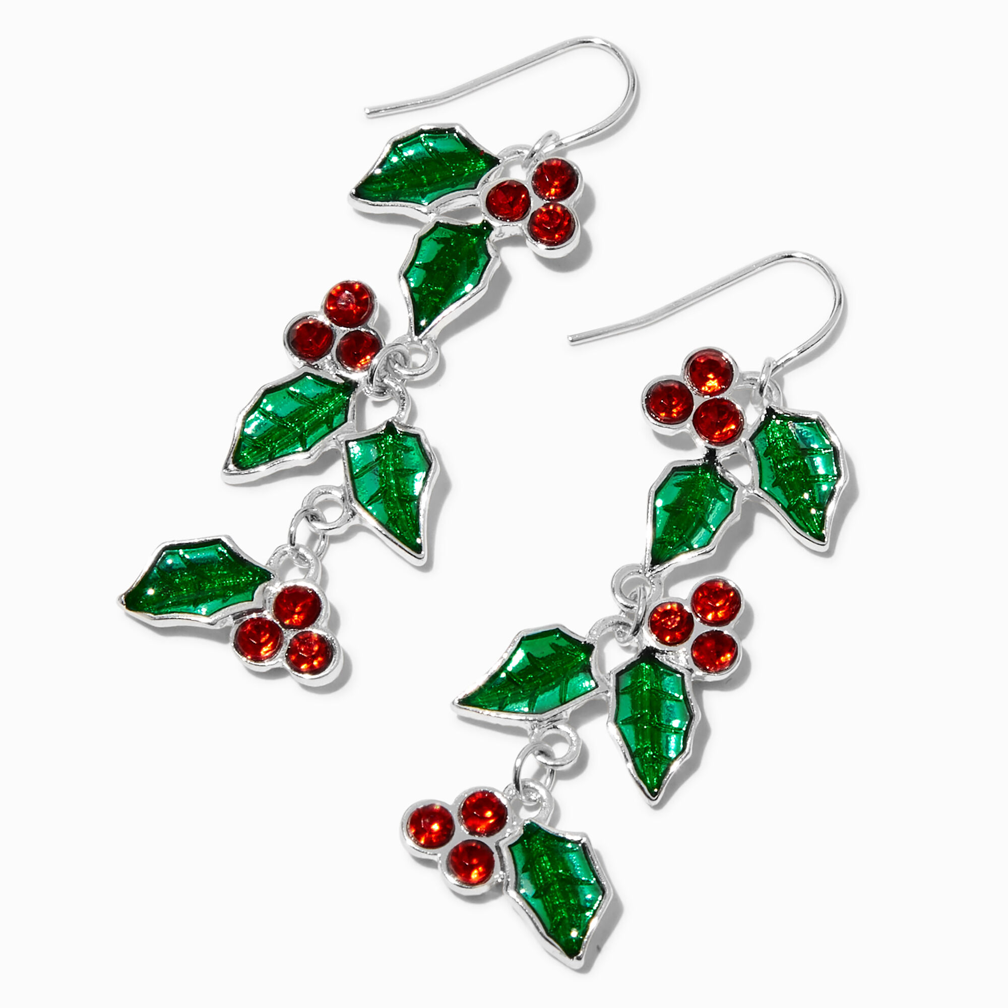 View Claires Holly Berries 2 Drop Earrings Red information