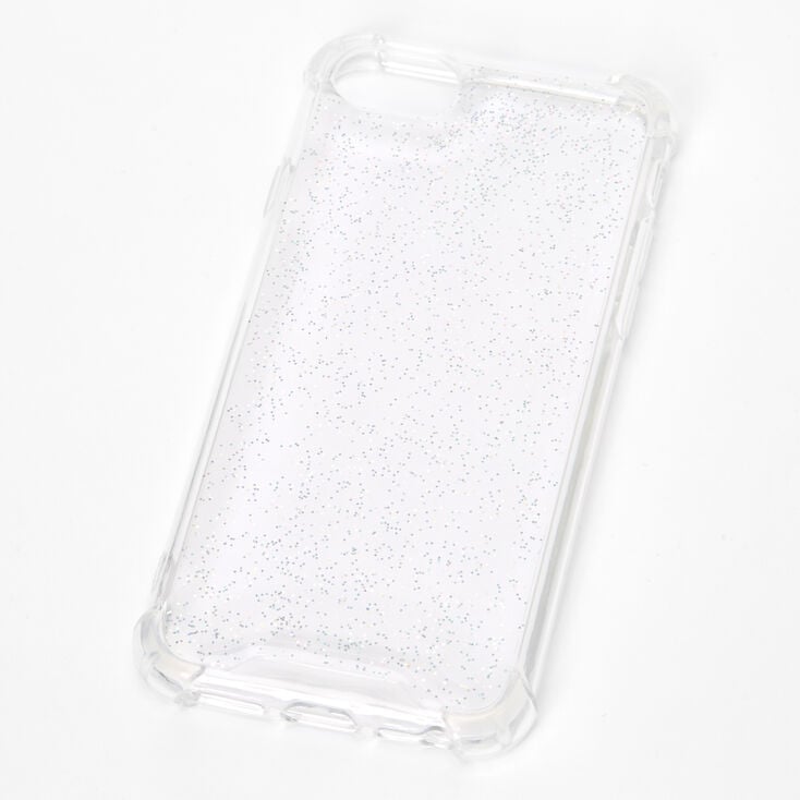 Coque de protection pour portable transparente avec paillettes - Compatible avec iPhone 6/7/8/SE,