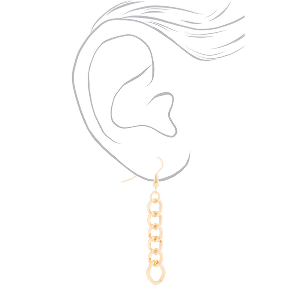 Gold Basic Chain Drop Earrings,