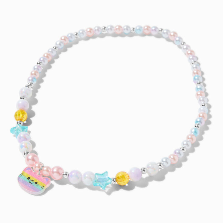 Collier &agrave; pendentif chat arc-en-ciel perl&eacute; Claire&#39;s Club,