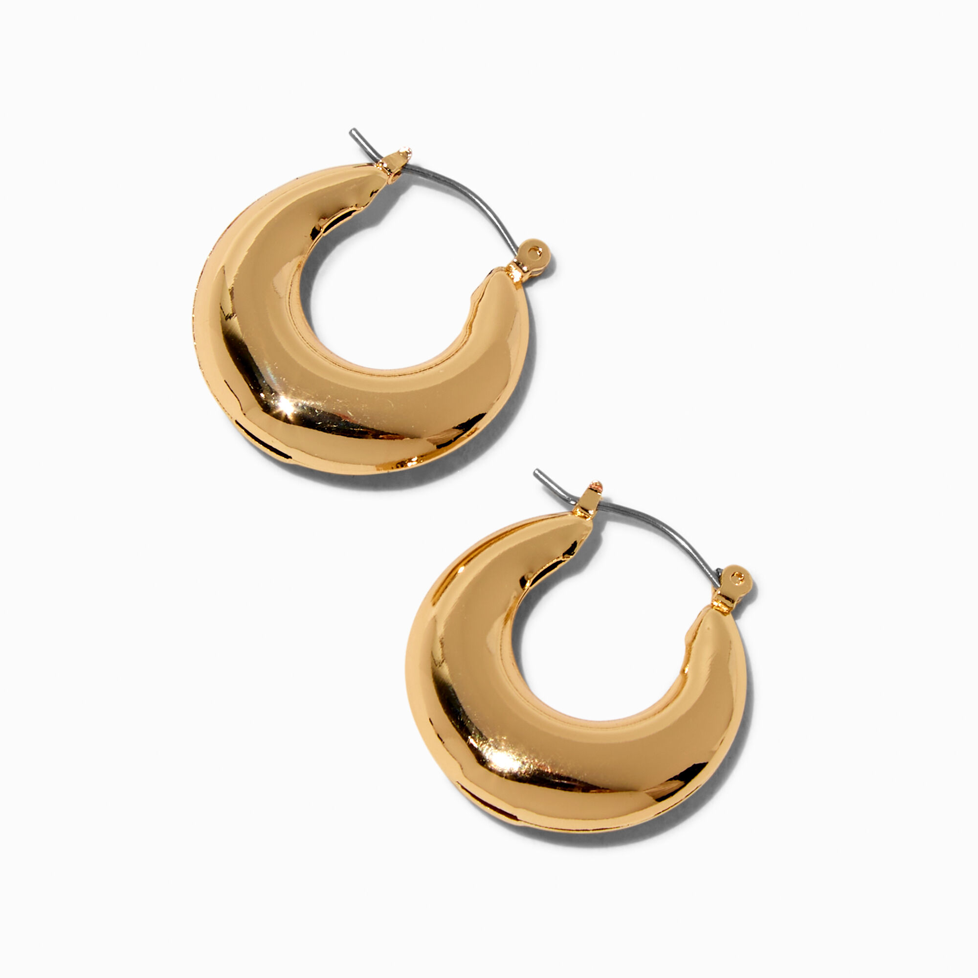 Gold-tone Flat Front Hoop Earrings,