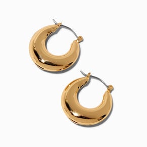 Gold-tone Flat Front Hoop Earrings,