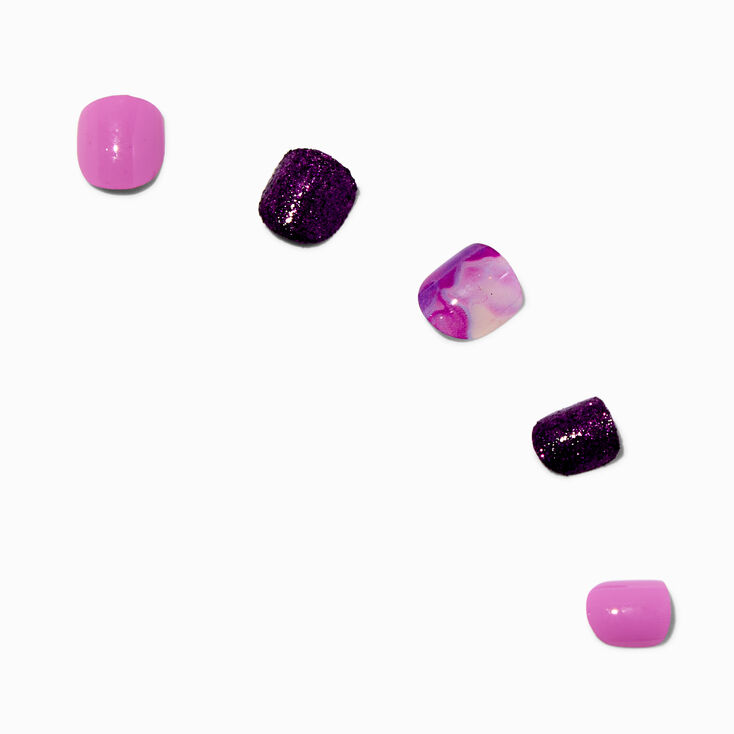 Claire&#39;s Club Purple Tie Dye Press On Vegan Faux Nail Set - 10 Pack,