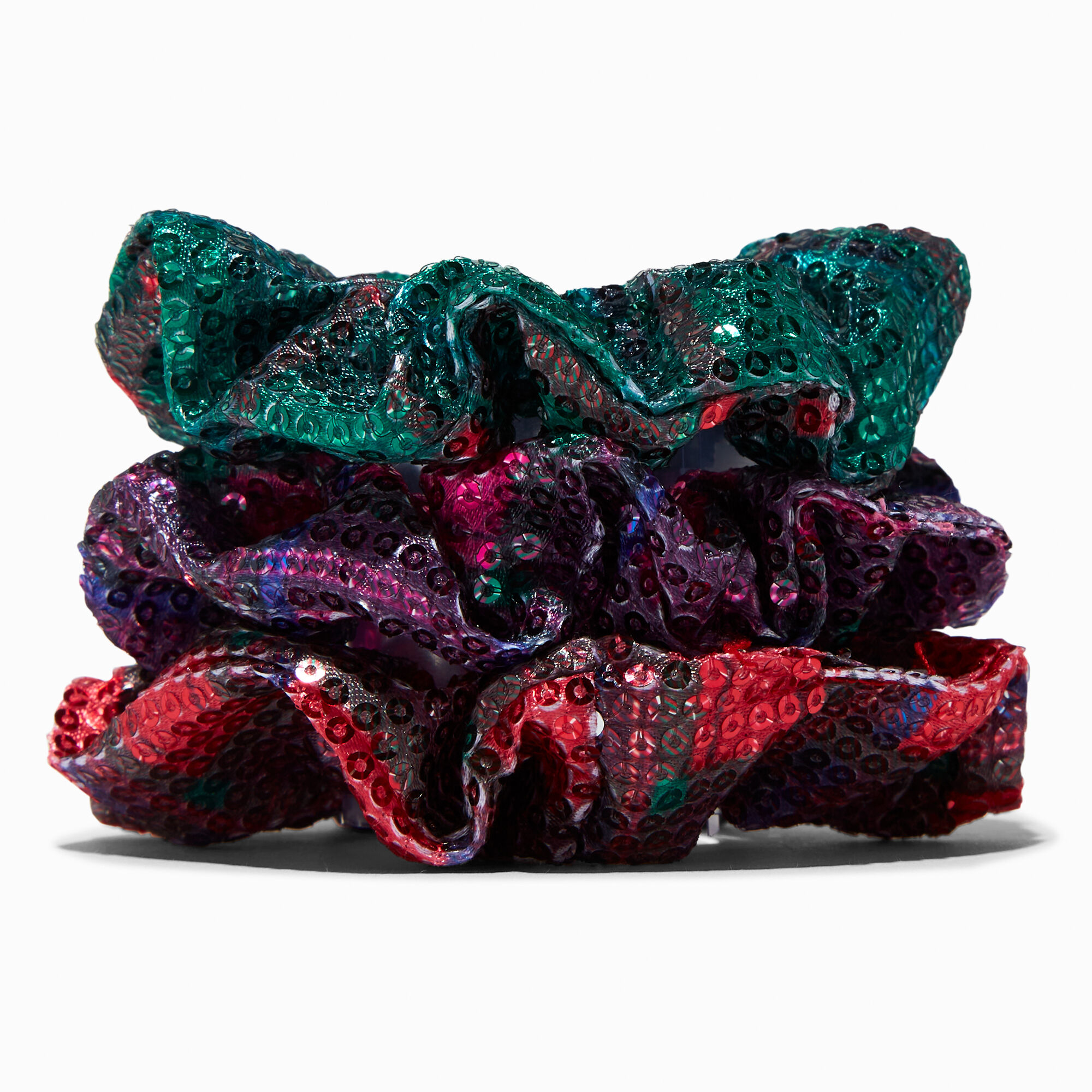 View Claires Bright Plaid Sequin Hair Scrunchies 3 Pack information
