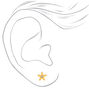 Gold Titanium Crystal Flower Stud Earrings,
