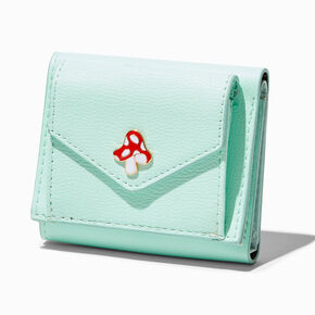 Mushroom Emblem Mint Green Trifold Wallet,