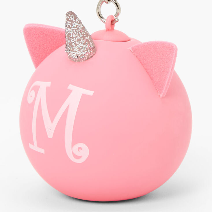 Initial Unicorn Stress Ball Keychain - Pink, M,