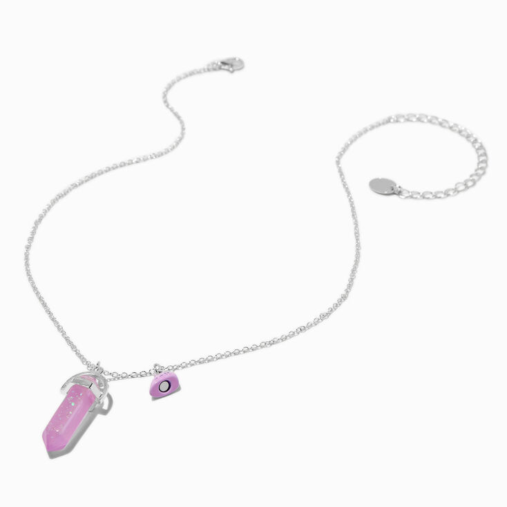 Colliers &agrave; pendentif strass mystiques phosphorescents Best friends - Lot de 2,