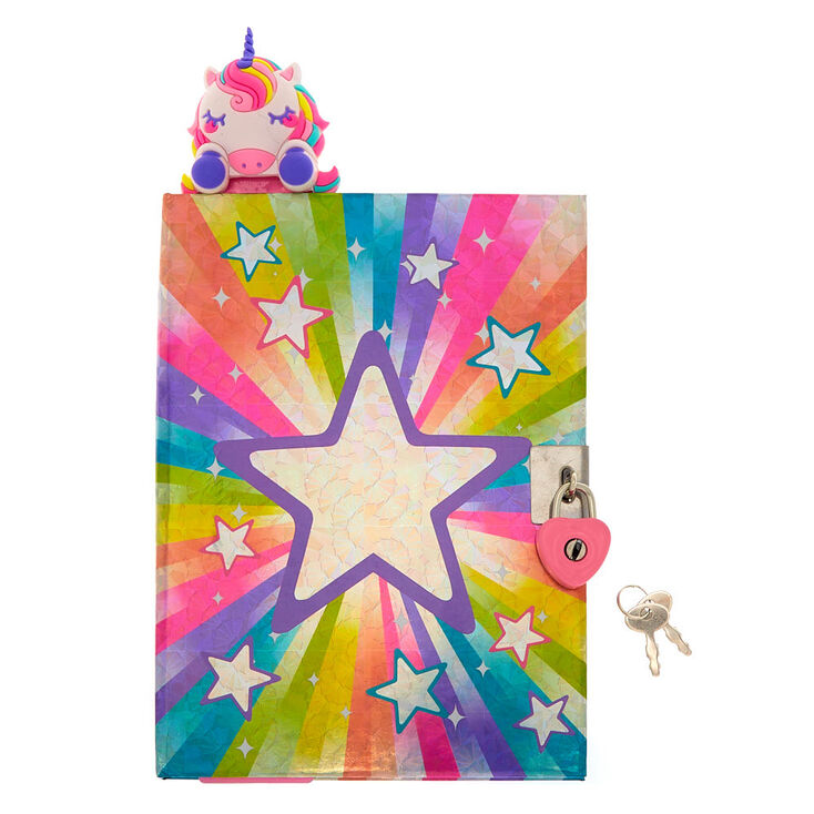 Miss Glitter the Unicorn Popover Bookmark Lock Notebook - Pink,