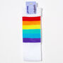 Rainbow Striped Over the Knee Socks - White,