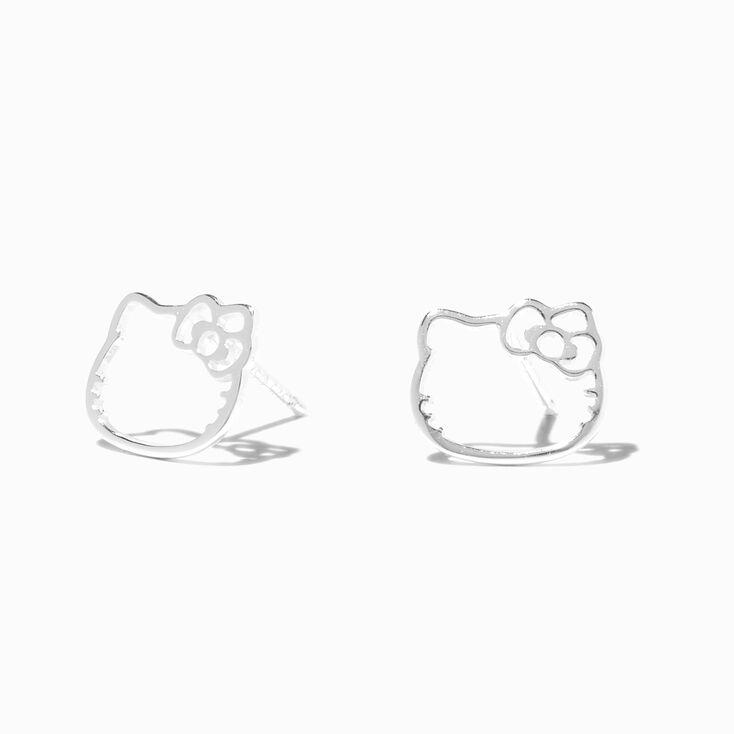 Sterling Silver Hello Kitty&reg; Cutout 10mm Stud Earrings,