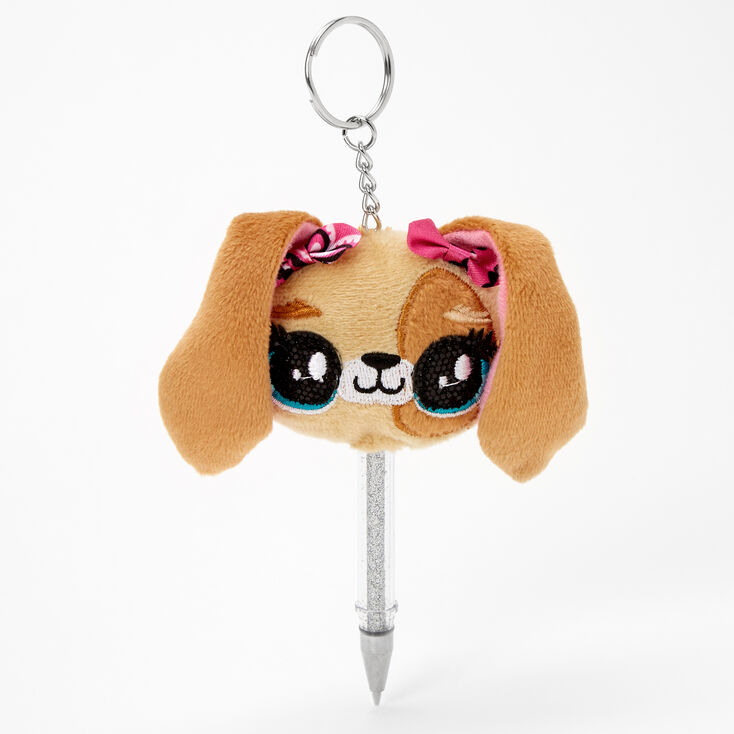 Claire's Stylo mini porte-clés chiot - Marron