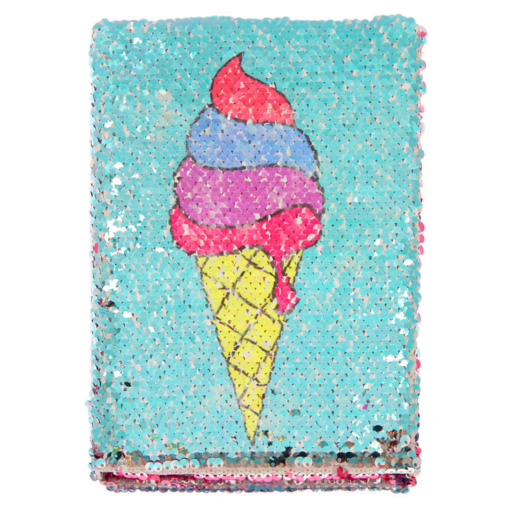 Rainbow Ice Cream Cone Reversible Sequin Diary,