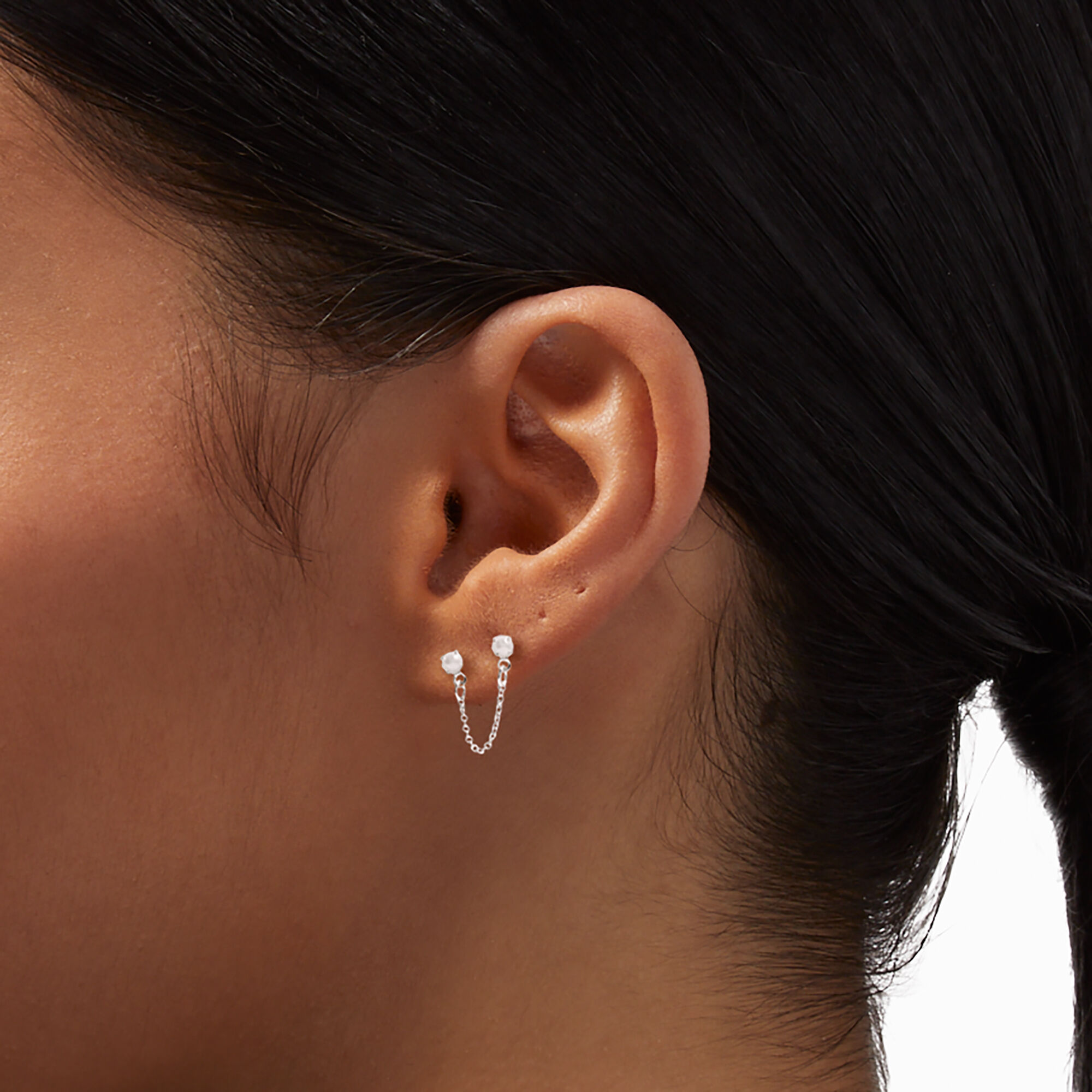 Connector chain new arrivals stud earrings