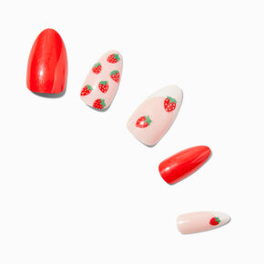 French Strawberry Stiletto Vegan Faux Nail Set - 24 Pack,