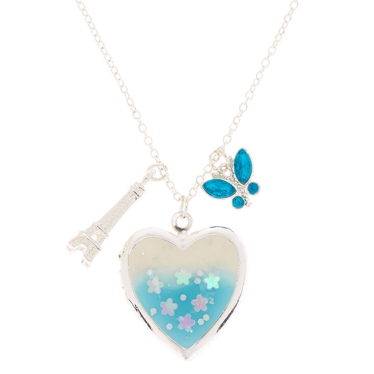Spring Romance Locket Pendant Necklace - Blue,