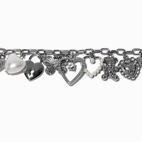 Silver-tone Maximalist Charm Chain Bracelet,