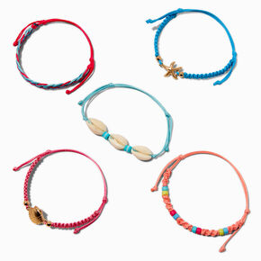 Seashell Woven Adjustable Bracelets - 5 Pack,