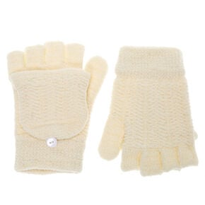 Go to Product: Chenille Fingerless Gloves With Mitten Flap - Ivory from Claires