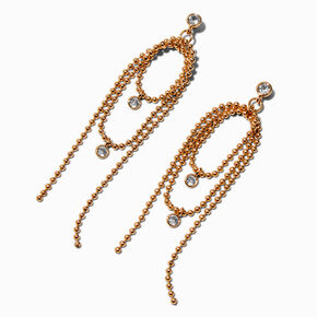 Gold-tone Cubic Zirconia Loopy Ball 2.5&quot; Drop Earrings,