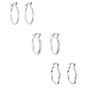 Silver-tone Thick Textured 20mm Hoop Earrings - 3 Pack,