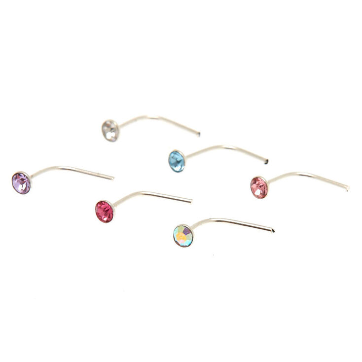 Sterling Silver Pastel Stone Nose Studs,