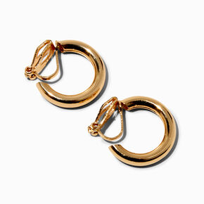 Gold-tone 20mm Tube Clip-On Hoop Earrings,