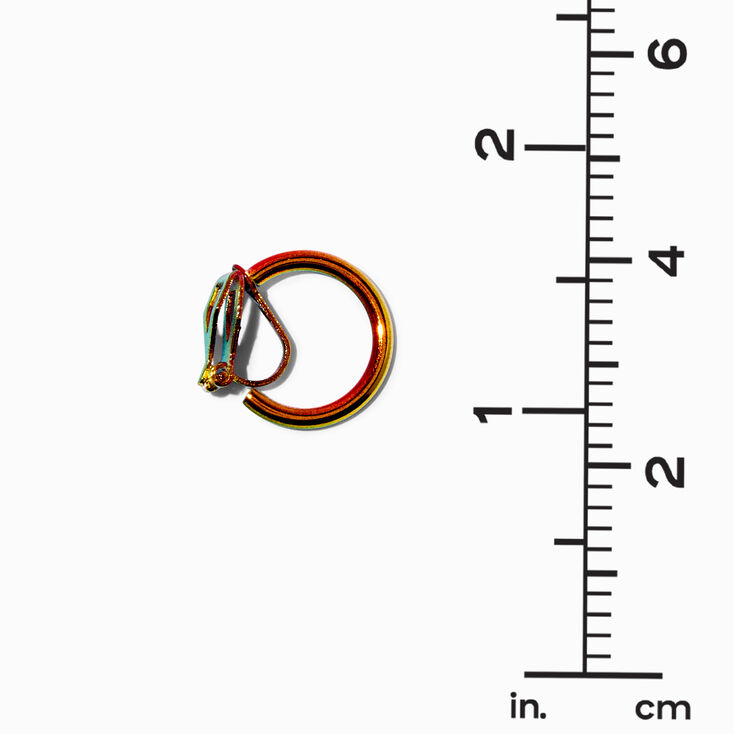 Anodized Rainbow 15mm Clip-On Hoop Earrings - 6 Pack,