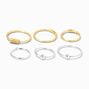 Mixed Metal Sterling Silver 22G Beaded Hoop Nose Rings - 6 Pack,