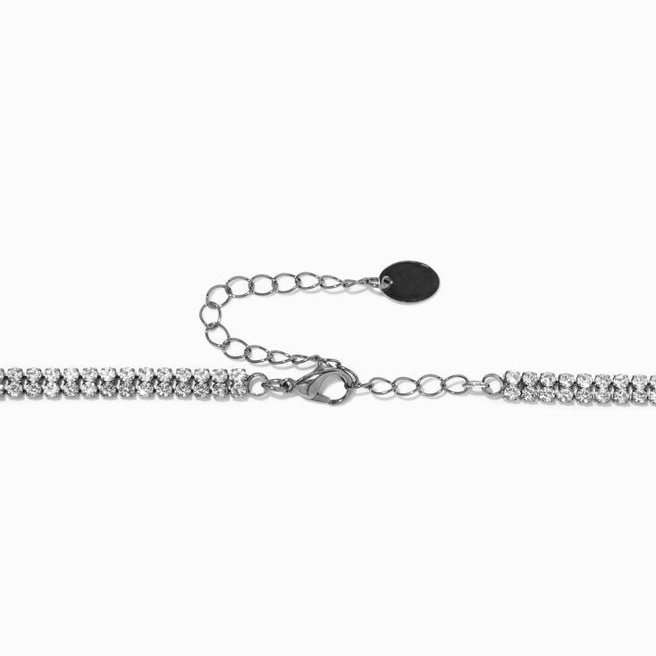 Hematite Zig Zag Crystal Choker Necklace,